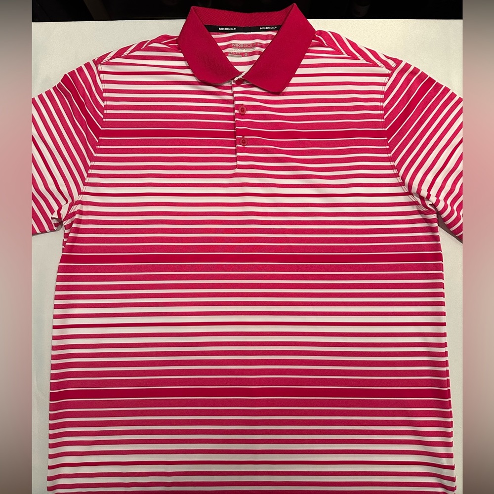 Nike Golf Short Sleeve Shirt. Red/deep pink and white. NWOT. XL